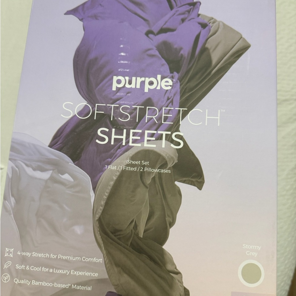 Purple SoftStretch Sheets SET - Stormy Grey